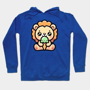 Kawaii Lion Eating Ice Cream Hoodie